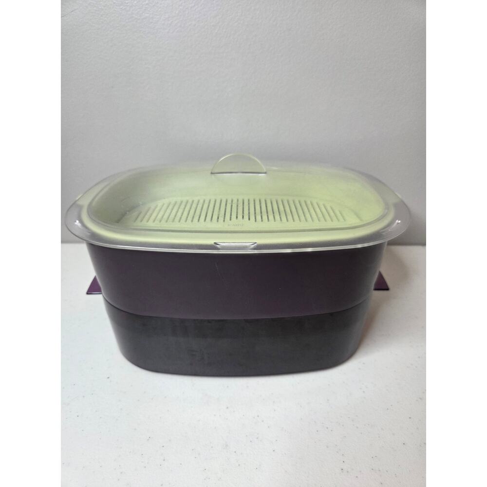 Tupperware Microwave Stack Cooker Steamer 6pc 2 1/4 Oval Purple Green Set